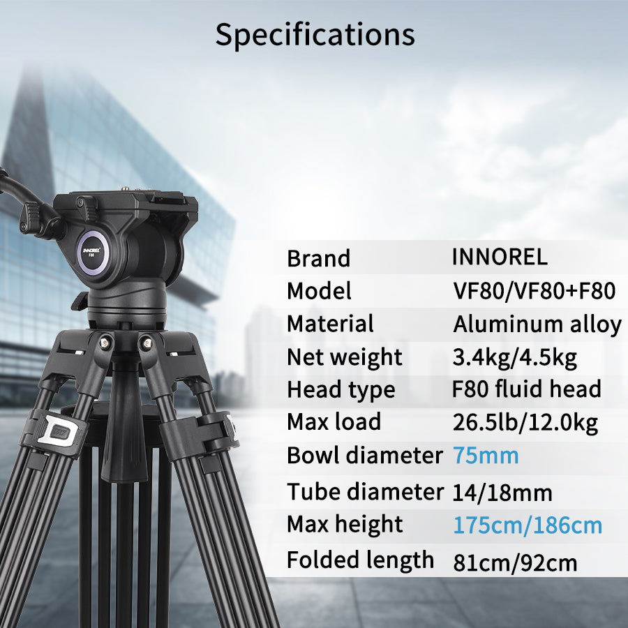 INNOREL VF80 Professional Heavy Video Aluminum Tripod