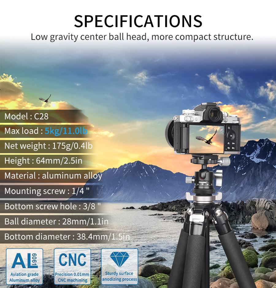 Low Profile Tripod Ball Head INNOREL C28