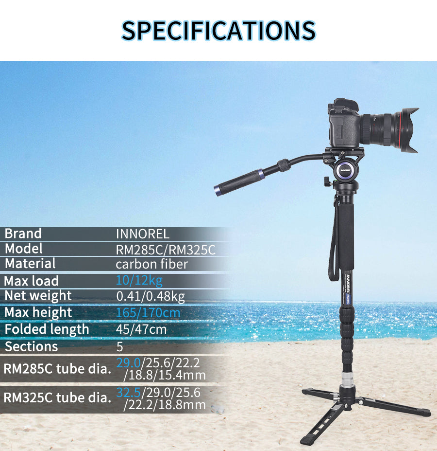 RM285C/RM325C 5-Section Carbon Fiber Monopod