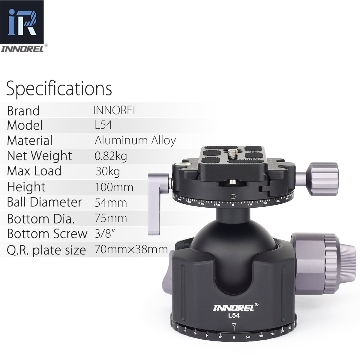 Low Gravity Center Tripod Head INNOREL L36/L44/L54