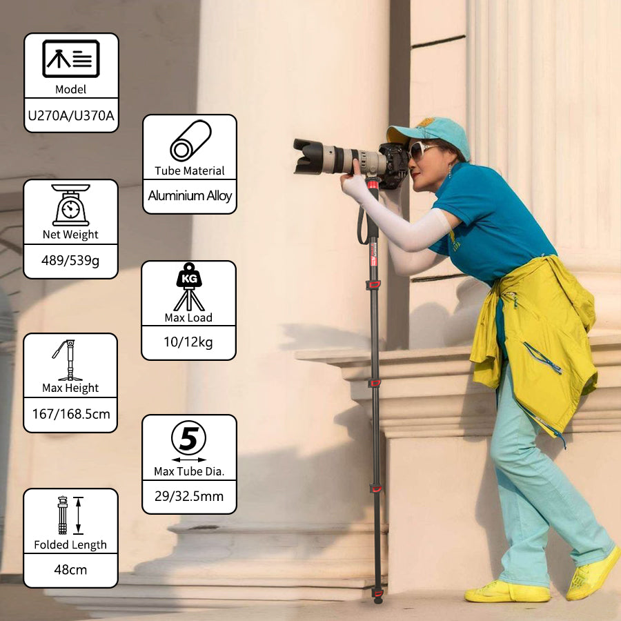 Clearance sale U270A Aluminum Alloy Monopod 5-Section Leg （Delivery only to DE, AT, BE, DK, LU, NL）