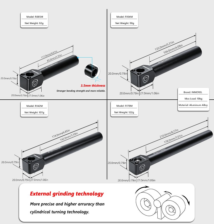 INNOREL R19K 19mm Follow Focus Rod for Camera Cage Shoulder Rig