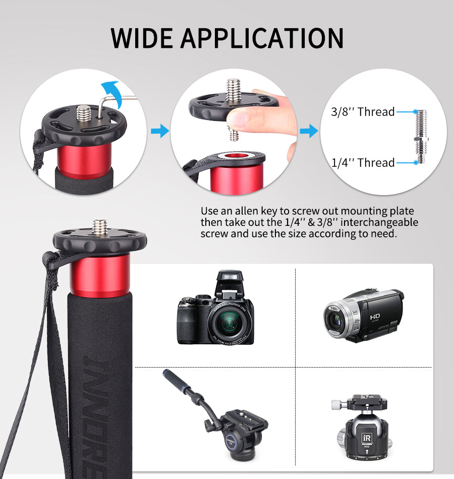 Aluminum Alloy Portable Lightweight Camera Monopod INNOREL VM60A/VM80A