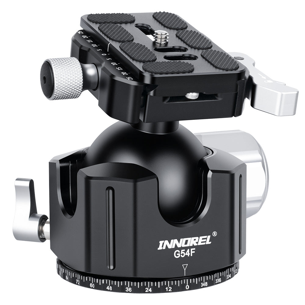 INNOREL G44F/G54F Quick Locking Low Profile Tripod Ball Head, Fast Lever Release, Panoramic CNC Metal Arca Swiss, DSLR Camcorder