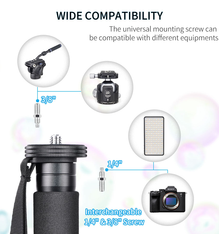 INNOREL RM255C Professional Carbon Fiber Monopod for Canon Nikon Sony DSLR Camera Video Camcorder 5-Section Photography Bracket