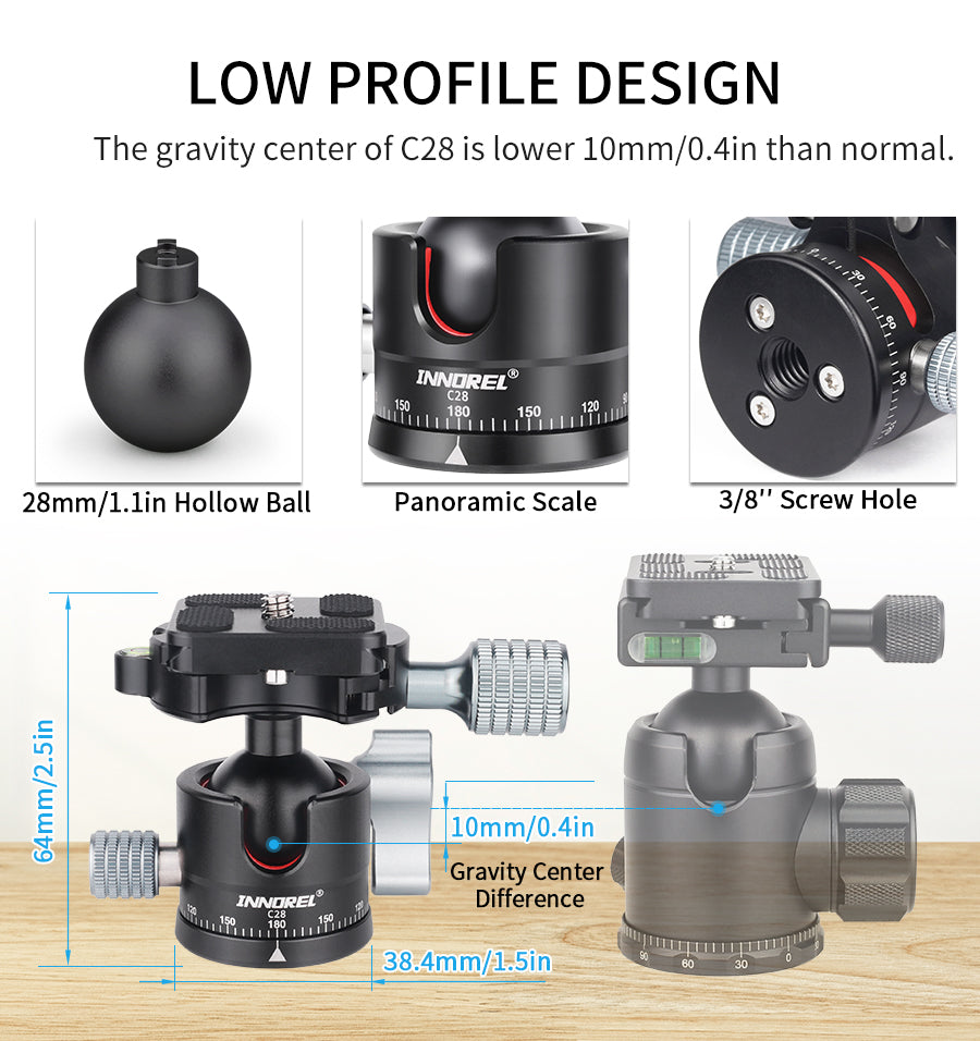 Low Profile Tripod Ball Head INNOREL C28