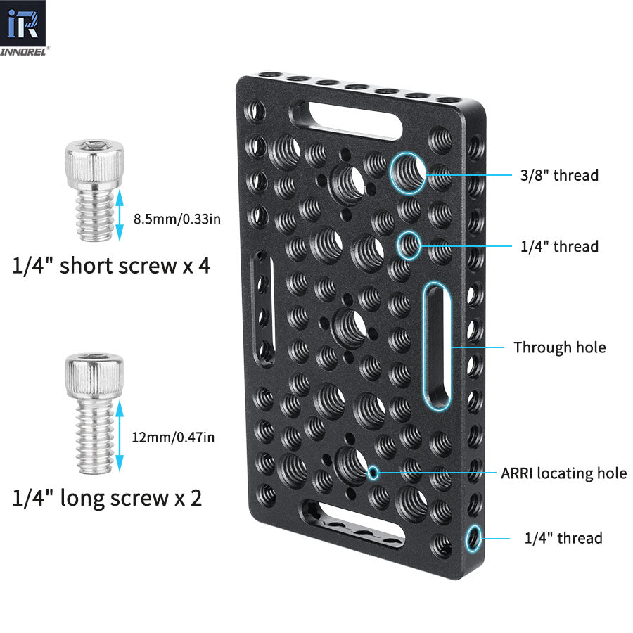 INNOREL CP1207 12*7cm Multi-Functional Cheese Plate with Built-in ARRI Locating Holes 1/4