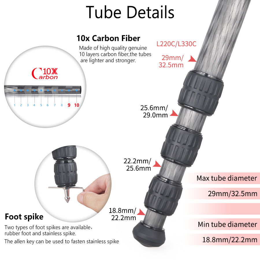 Clearance sale L330C Compact Carbon Fiber Tripod (Only Europe has inventory)