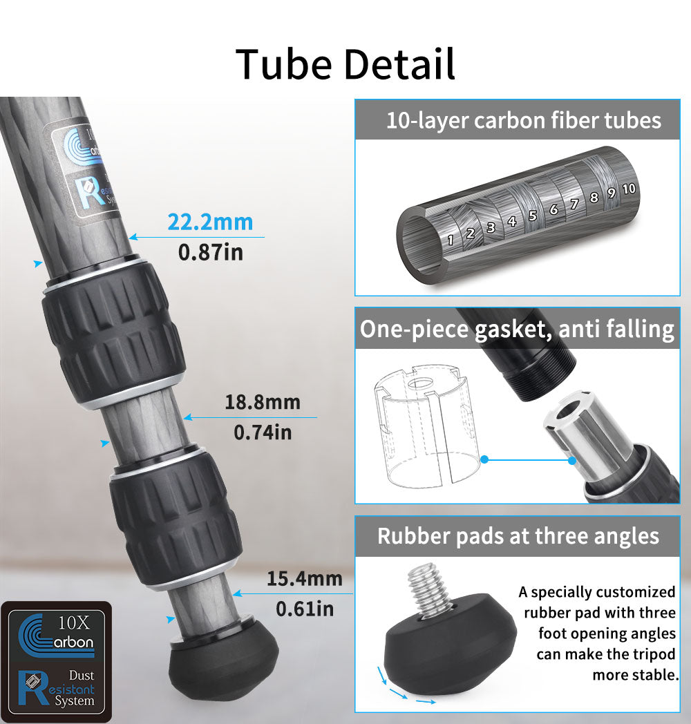 INNOREL 10-Layer Carbon Fiber Mini Tripod CT223C