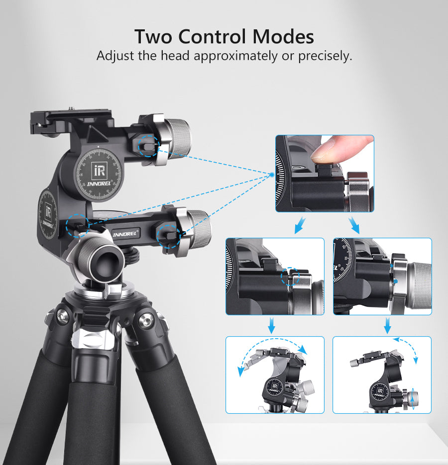 GR7 CNC Aluminum Alloy High Precision 3 Way Geared Tripod Head