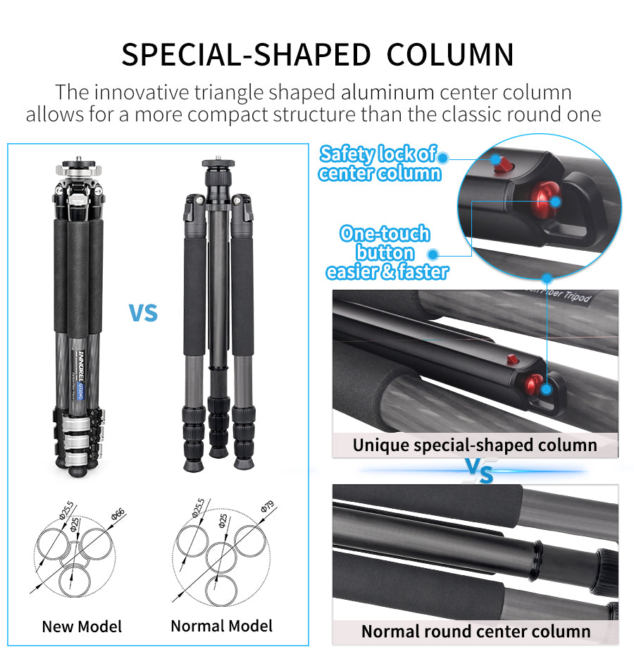 Professional Compact Portable Carbon Fiber Tripod INNOREL GT254CF