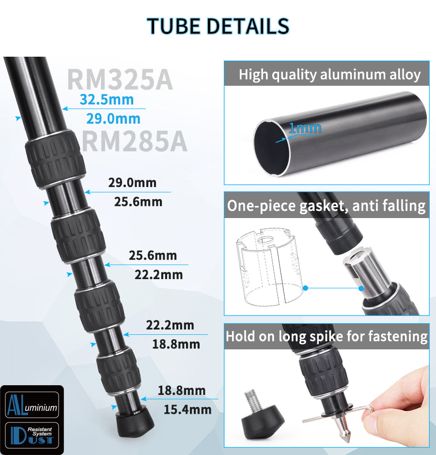 5-Section Aluminum Alloy Monopod INNOREL RM285A/RM325A