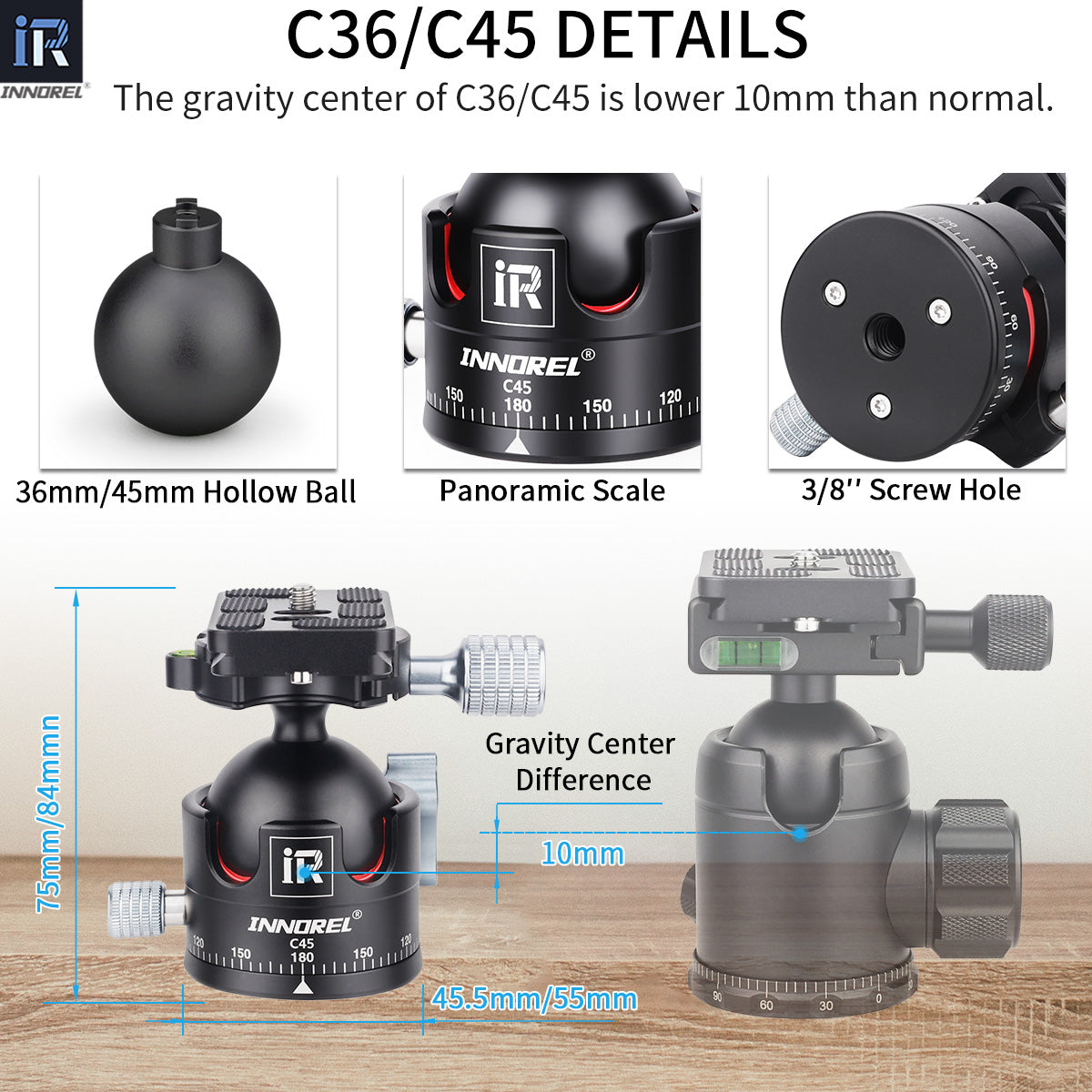 Low Profile Tripod Ball Head INNOREL C36/C45