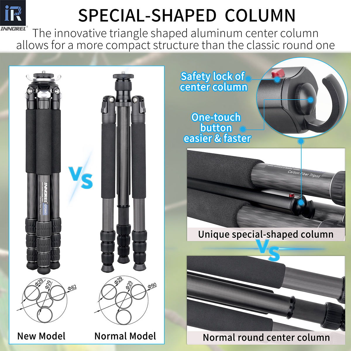 Carbon Fiber Tripod with Special-Shaped Column GT284C