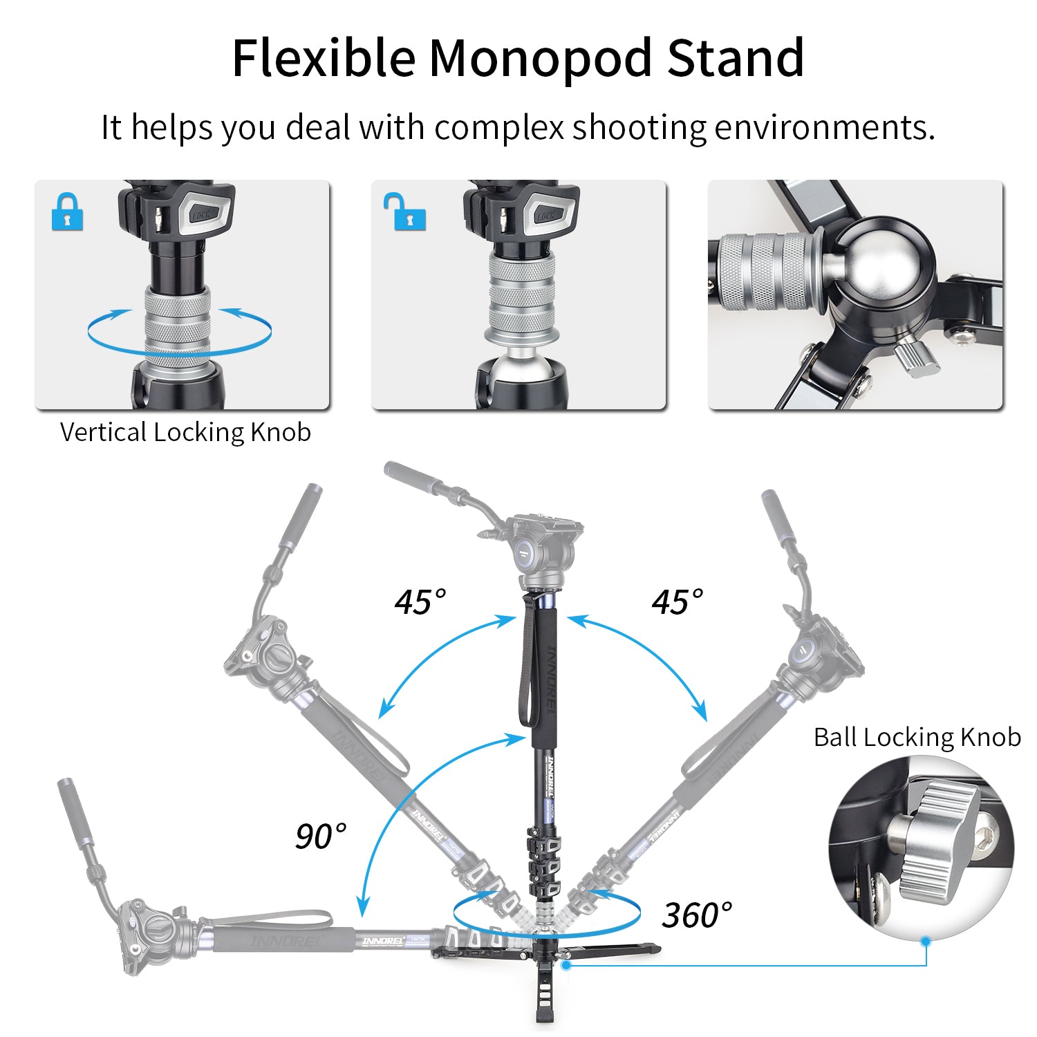 Europe Used Professional Video Travel Monopod Kit-INNOREL VM70K