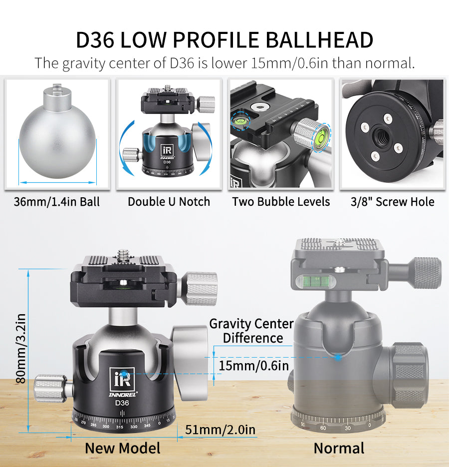 Professional Compact Portable Carbon Fiber Tripod INNOREL GT254CF