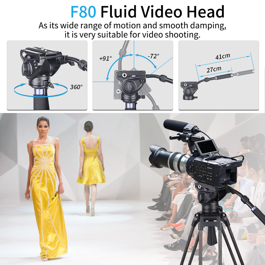 VT80C Professional Carbon Fiber Video Tripod