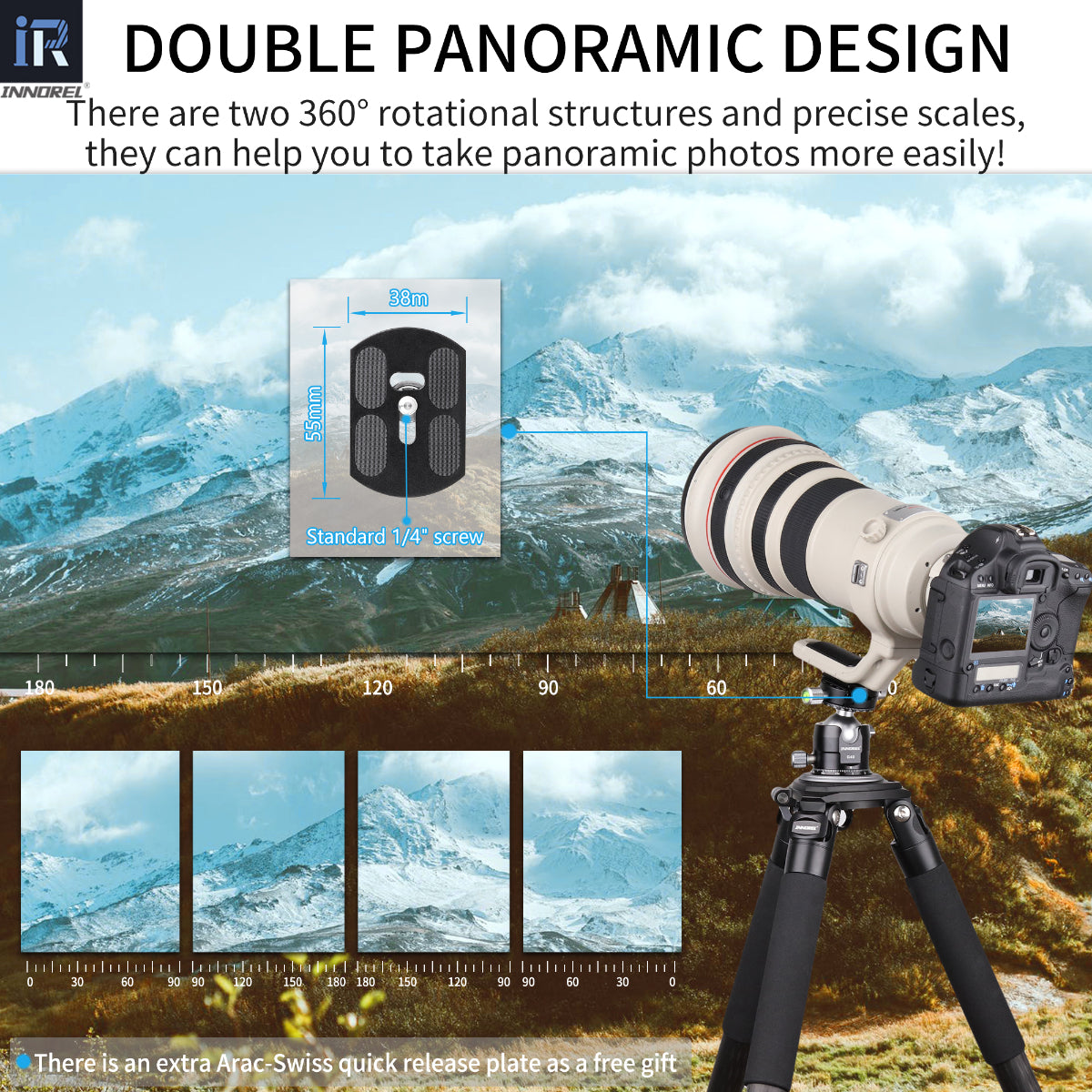 Used Low Profile Double Panoramic Ballhead INNOREL G34(Only Europe has inventory)