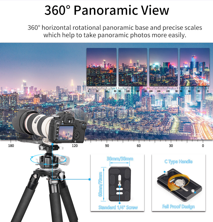 INNOREL G44F/G54F Quick Locking Low Profile Tripod Ball Head, Fast Lever Release, Panoramic CNC Metal Arca Swiss, DSLR Camcorder