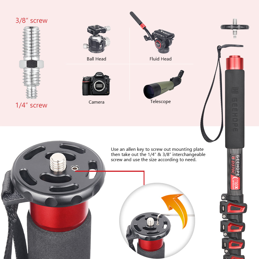 Clearance sale D260C Professional Camera Monopod Carbon Fiber （Delivery only to DE, AT, BE, DK, LU, NL）