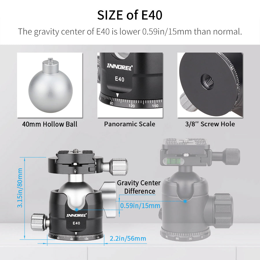 Low Profile Tripod Ball Head INNOREL E34/E40