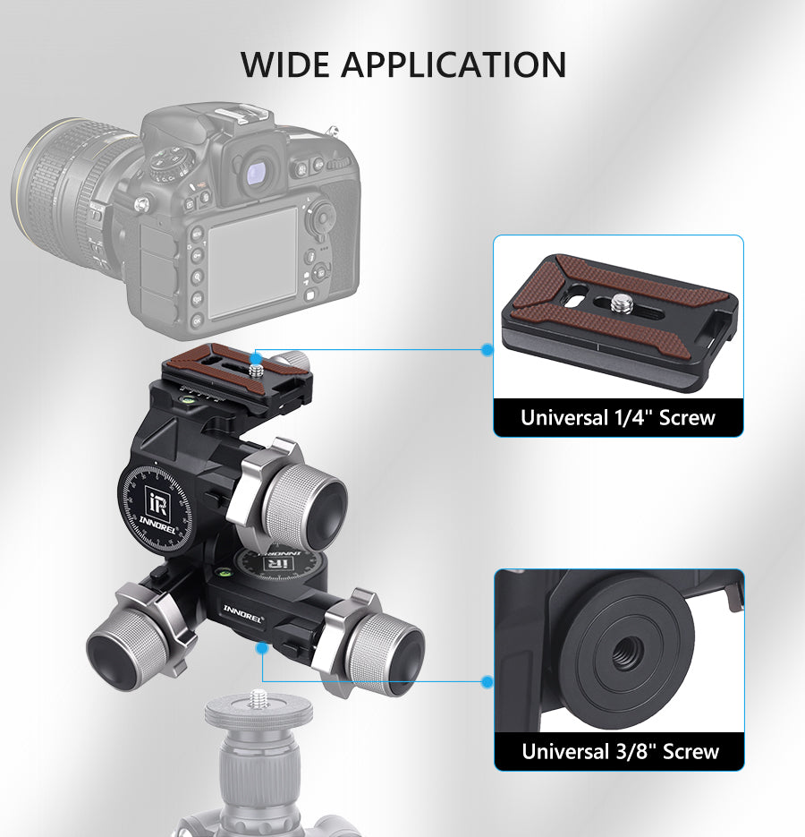 GR7 CNC Aluminum Alloy High Precision 3 Way Geared Tripod Head