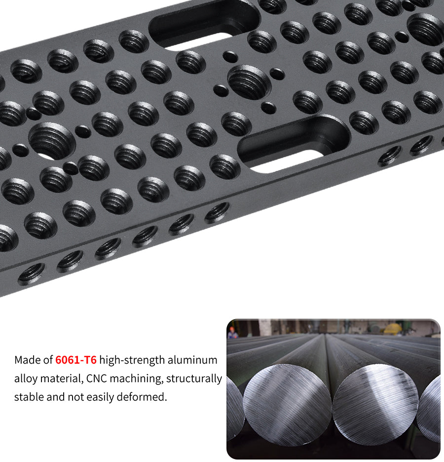 INNOREL CP3005 30*5cm Multi-Functional Cheese Plate,Switching Mounting Plate with Built-in ARRI Locating Holes for Camera Tripod