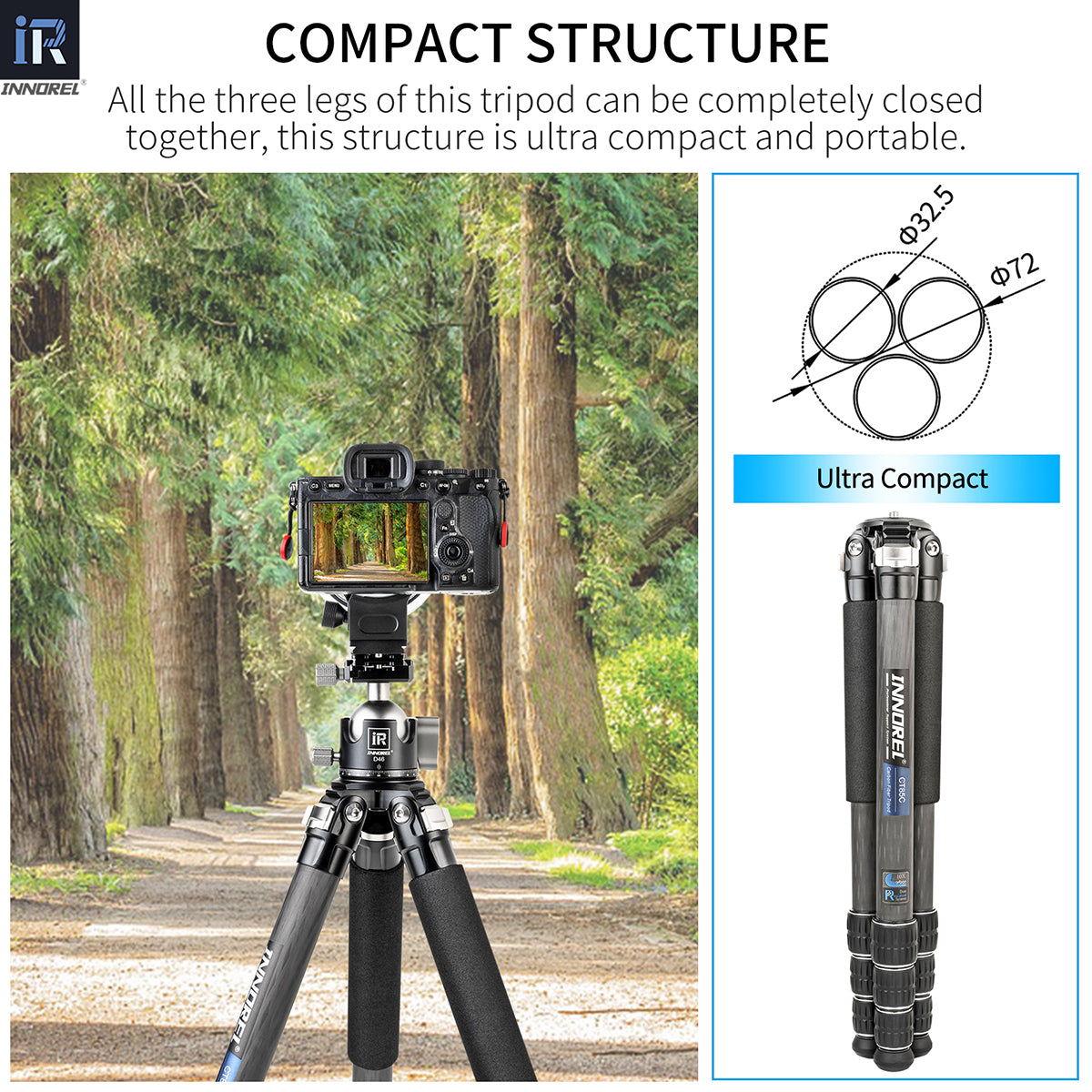 Carbon Fiber Compact Tripod INNOREL CT85C