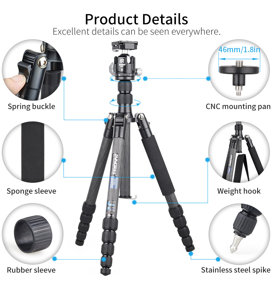 INNOREL RT55C Carbon Fiber Travel Tripod Monopod