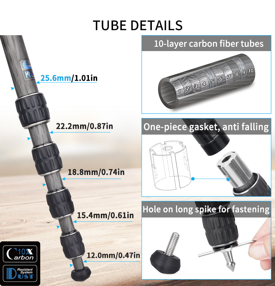 Professional Compact Carbon Fiber Camera Tripod INNOREL GT255C
