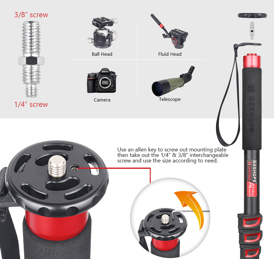 Clearance sale U270A Aluminum Alloy Monopod 5-Section Leg （Delivery only to DE, AT, BE, DK, LU, NL）
