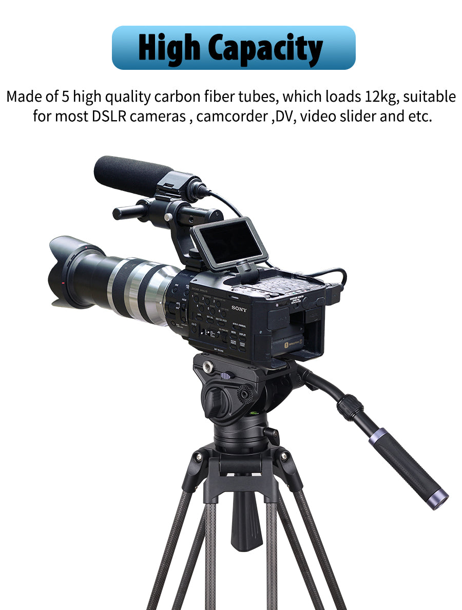VT80C Professional Carbon Fiber Video Tripod