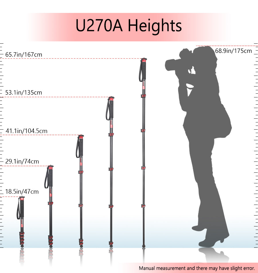 Clearance sale U270A Aluminum Alloy Monopod 5-Section Leg （Delivery only to DE, AT, BE, DK, LU, NL）