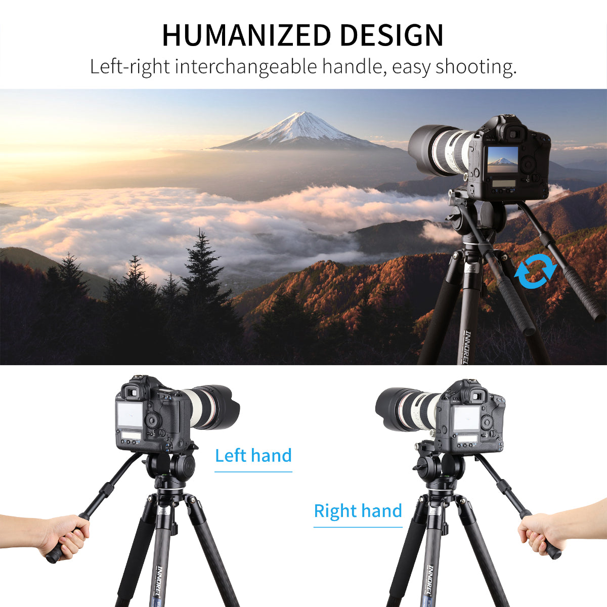 Video Tripod Head Heavy Duty Camera Fluid Drag Pan Head INNOREL H70