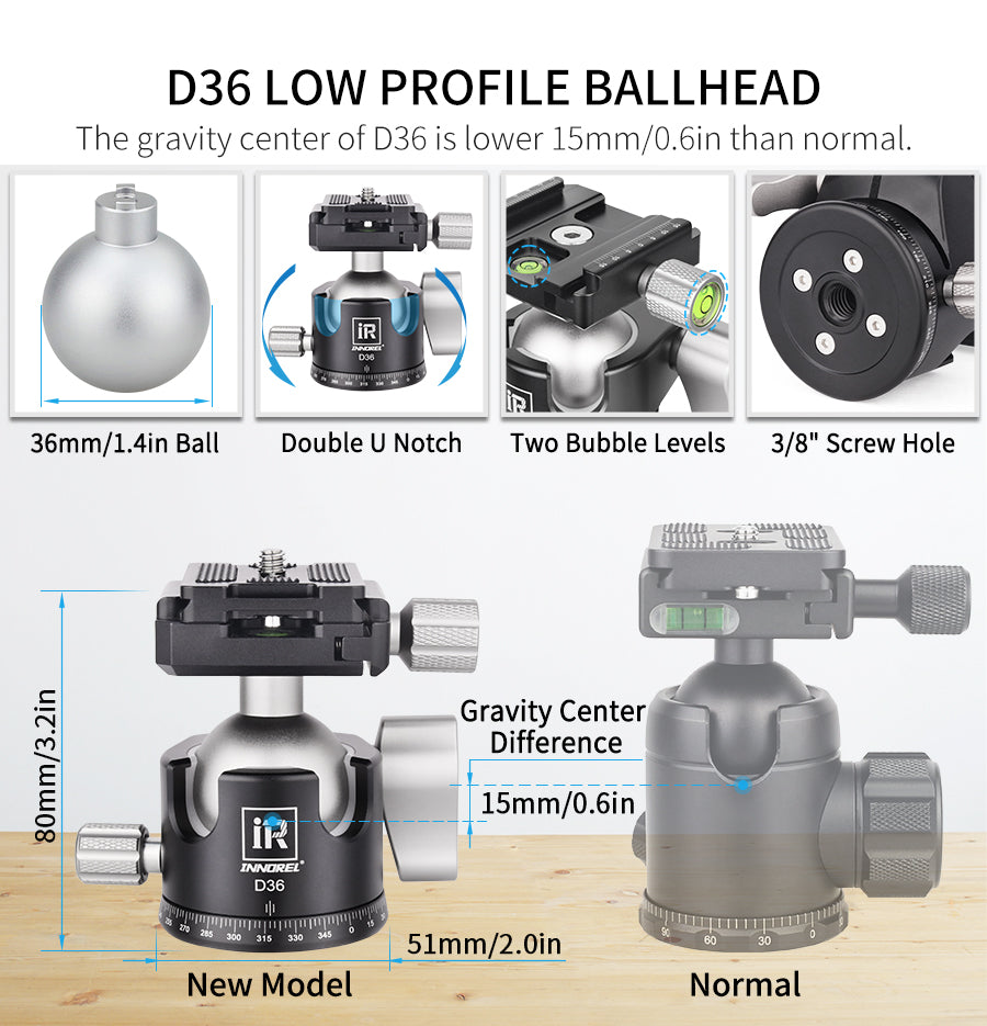 Professional Compact Carbon Fiber Camera Tripod INNOREL GT255C