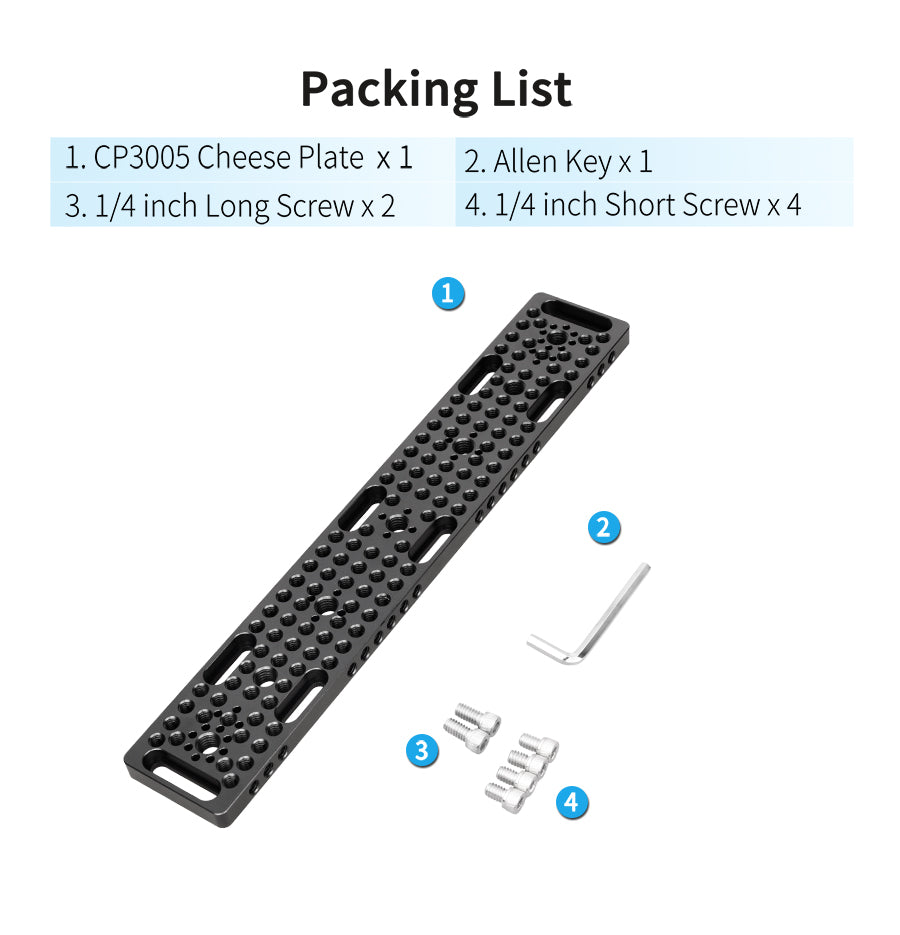 INNOREL CP3005 30*5cm Multi-Functional Cheese Plate,Switching Mounting Plate with Built-in ARRI Locating Holes for Camera Tripod