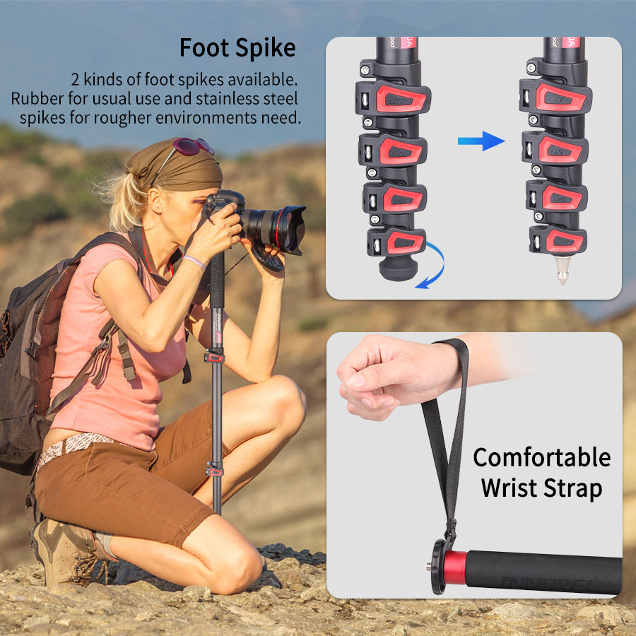 Aluminum Alloy Portable Lightweight Camera Monopod INNOREL VM60A/VM80A