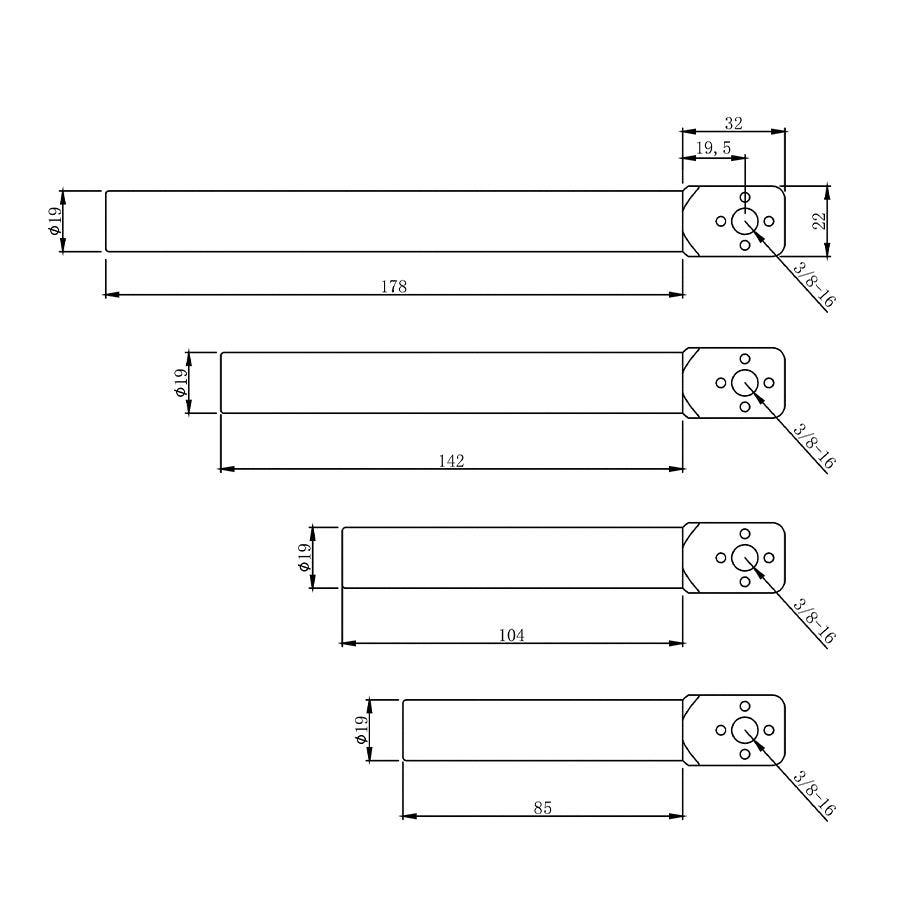 INNOREL R19K 19mm Follow Focus Rod for Camera Cage Shoulder Rig