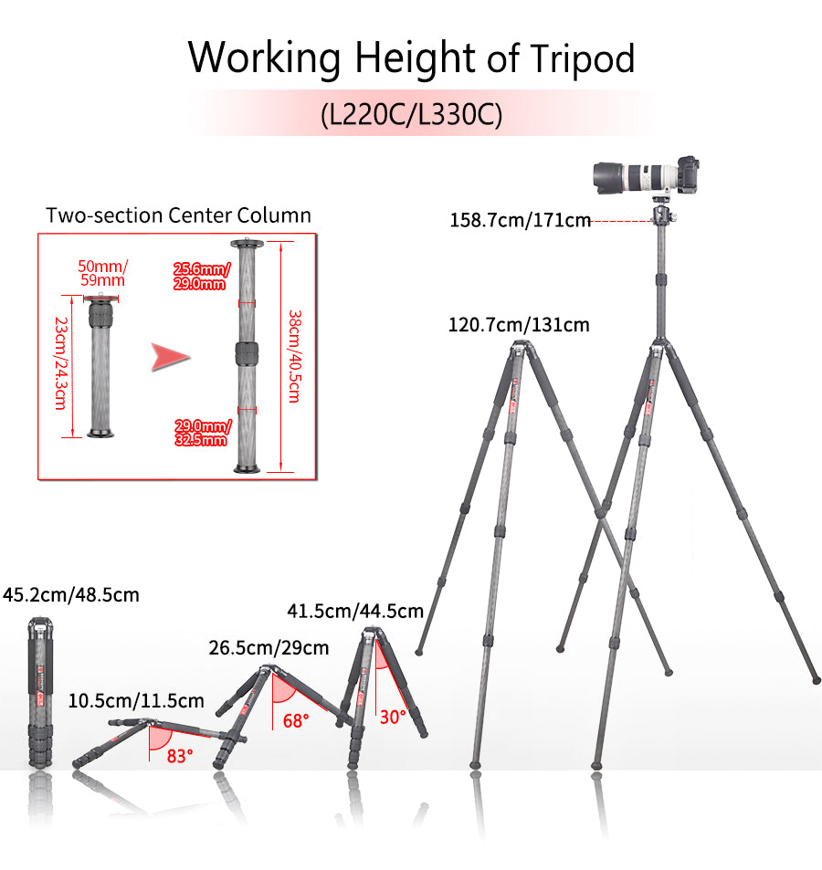 Clearance sale L330C Compact Carbon Fiber Tripod (Only Europe has inventory)
