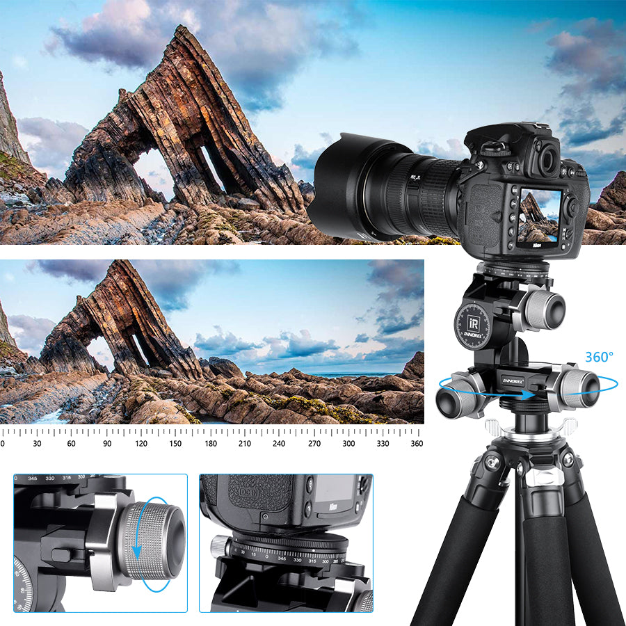 GR7 CNC Aluminum Alloy High Precision 3 Way Geared Tripod Head