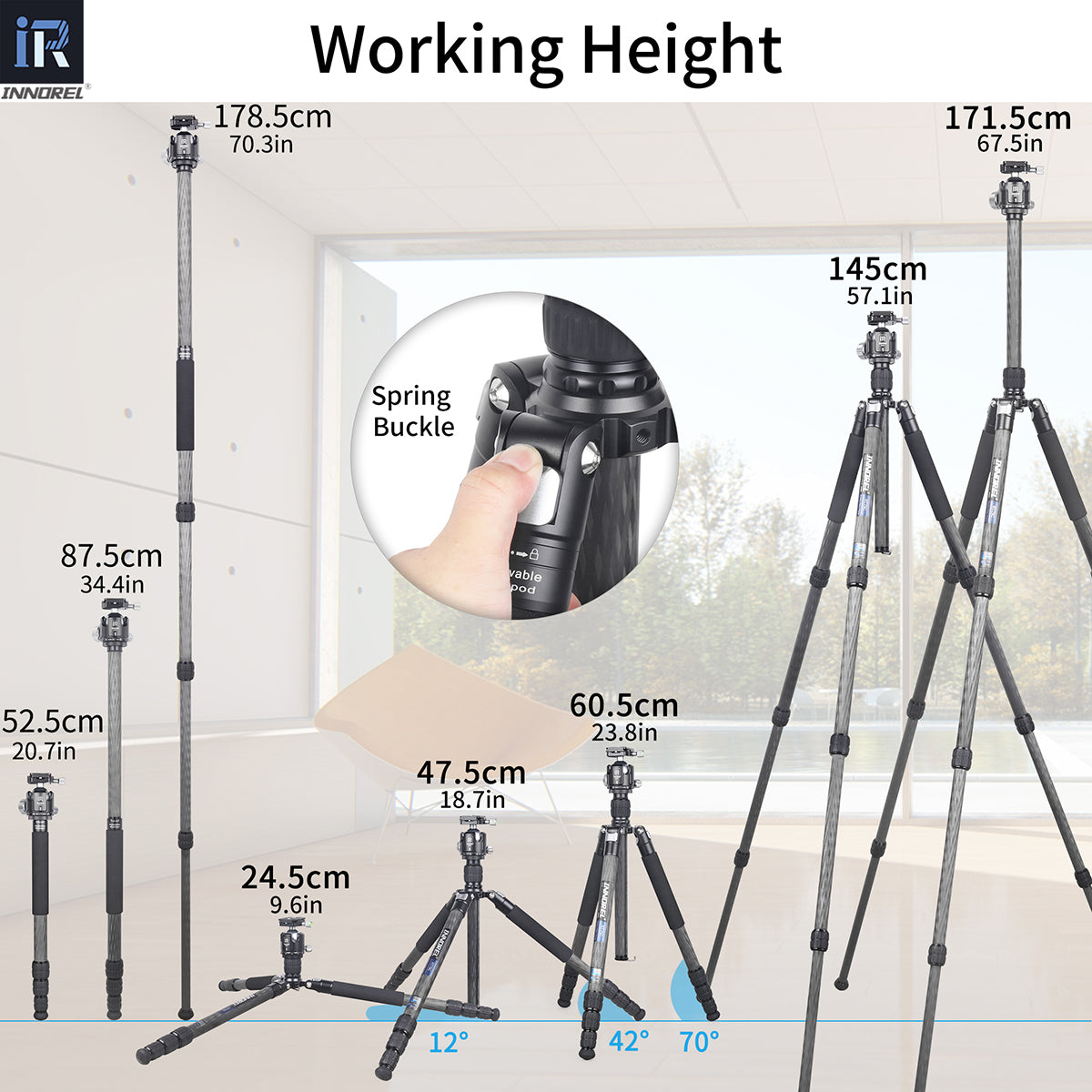 Carbon Fiber Camera Tripod Monopod INNOREL RT75C