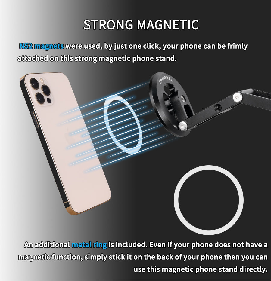 Perche à selfie portative INNOREL MS6 légère en alliage d'aluminium, pliable et réglable sur 3 axes avec plaque de dégagement rapide Arca-Swiss