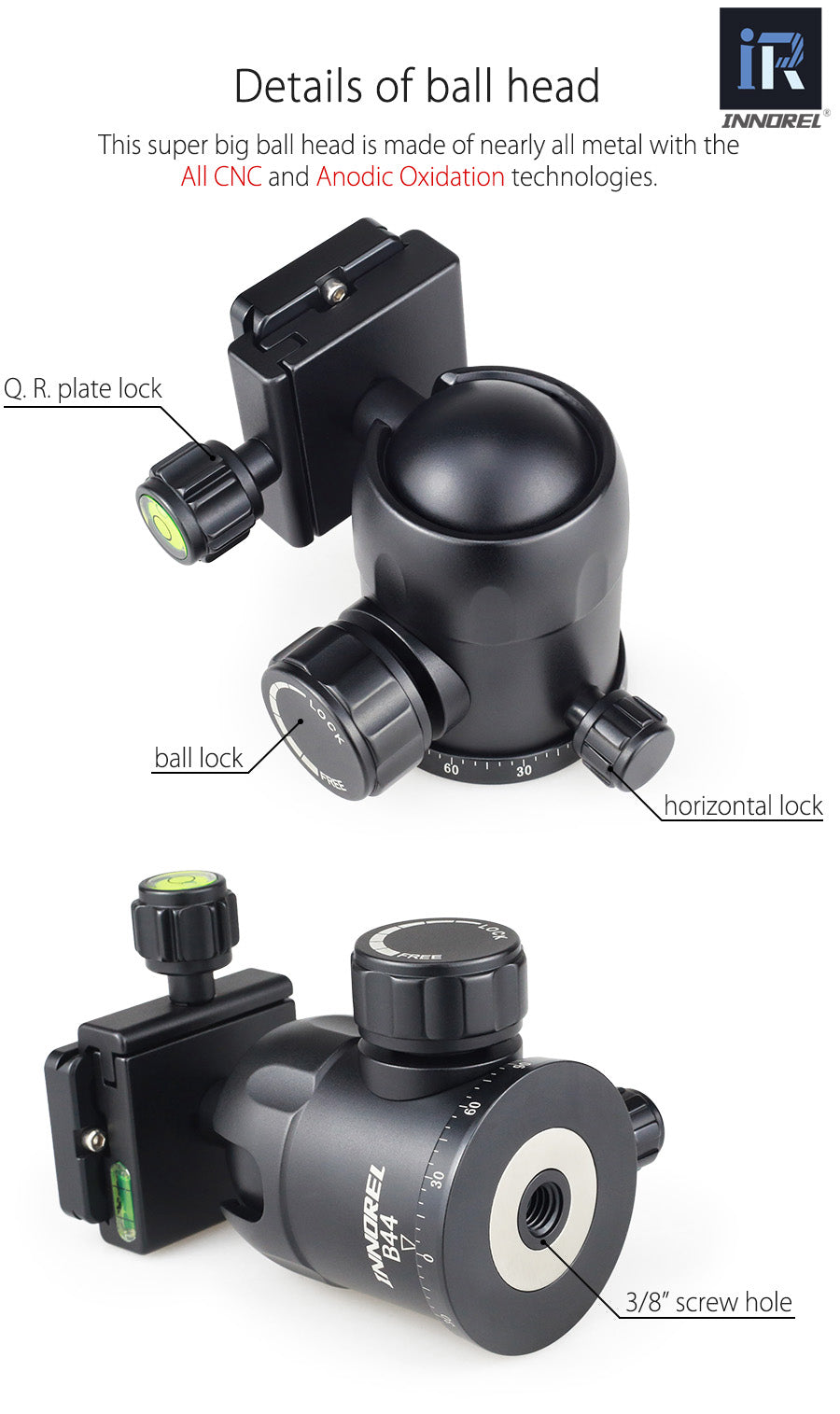 INNOREL B32/B36/B44 camera tripod ball head