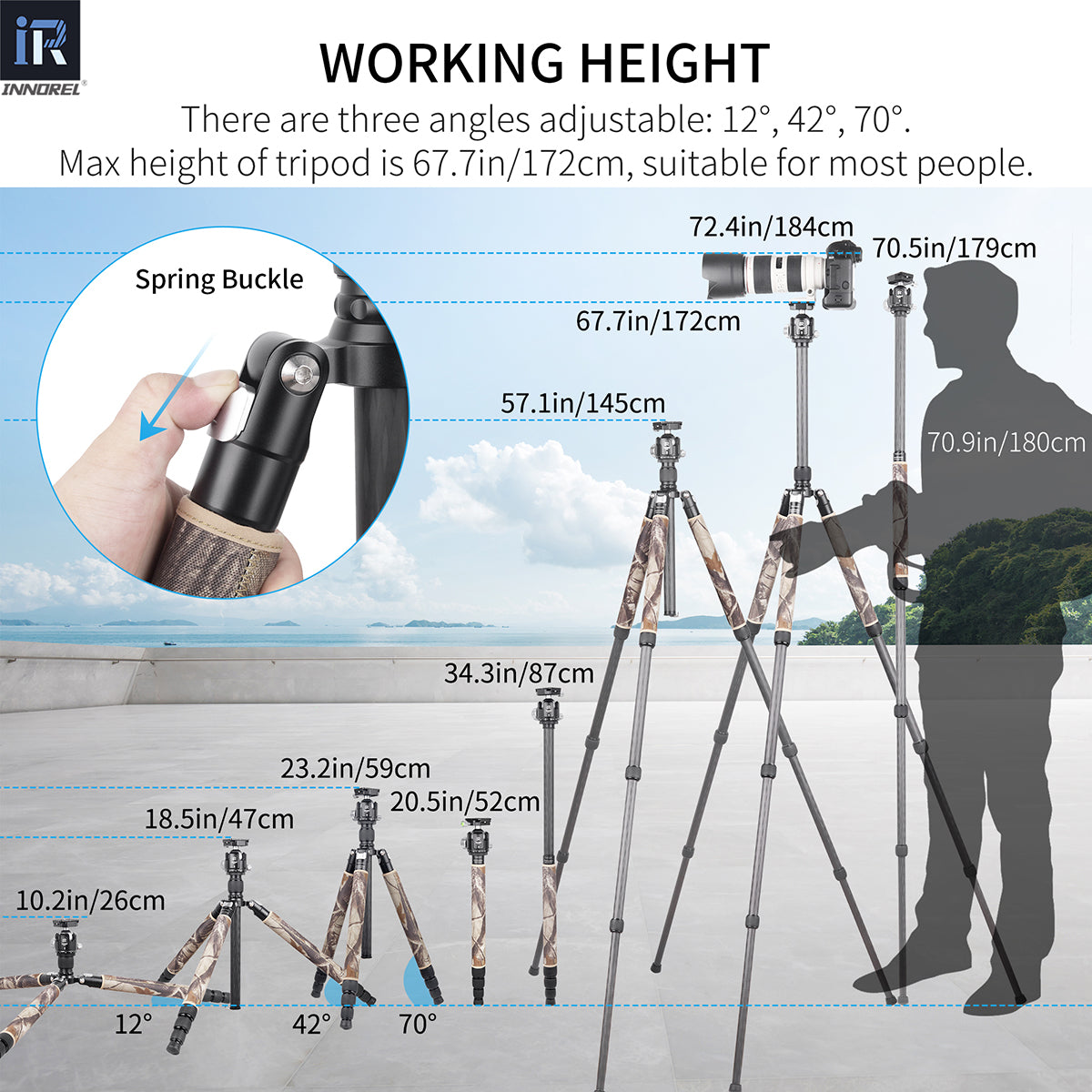 Carbon Fiber Camera Tripod Monopod INNOREL RT75CM