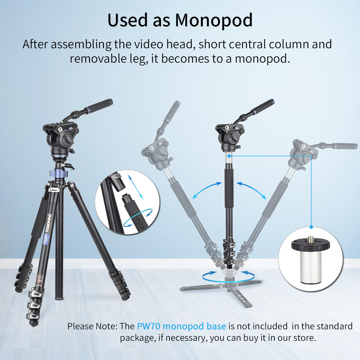 Professional Multifunctional Video Tripod INNOREL MT70