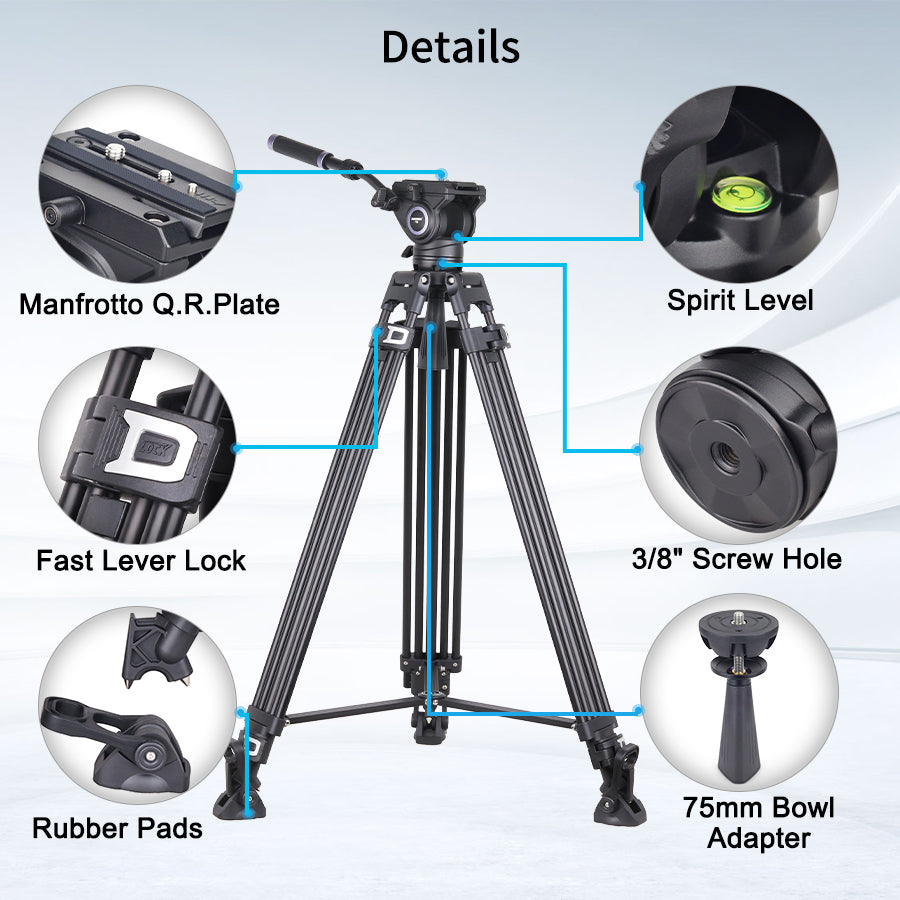 INNOREL VF80 Professional Heavy Video Aluminum Tripod