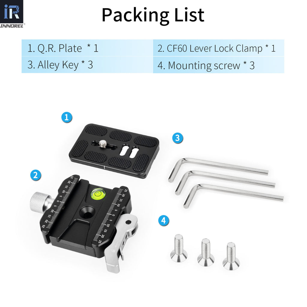 INNOREL CF60 Arca-Swiss Lever Clamp Quick Release Clamp Adapter