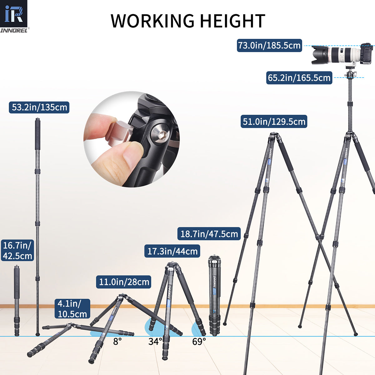 Carbon Fiber Travel Tripod Monopod INNOREL KT254C