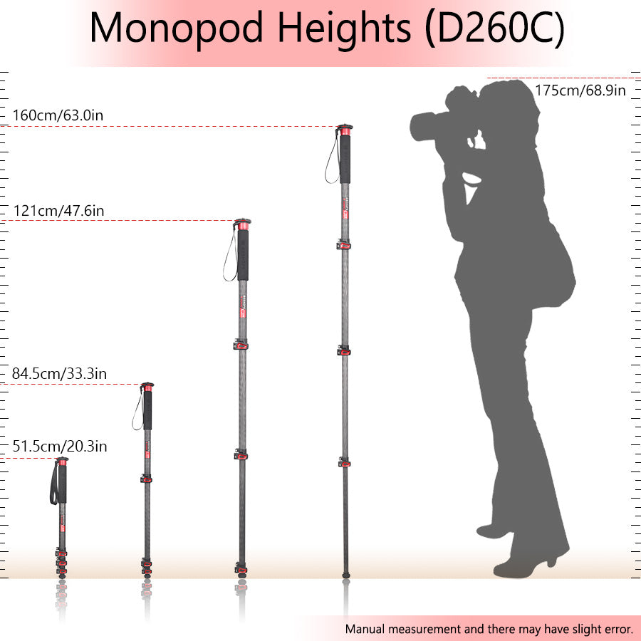 Clearance sale D260C Professional Camera Monopod Carbon Fiber （Delivery only to DE, AT, BE, DK, LU, NL）