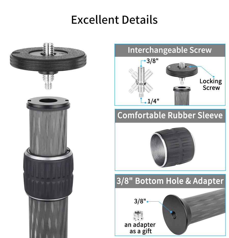 Colonne centrale pour trépied universel 10 couches en fibre de carbone INNOREL ER362C/ER402C